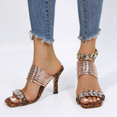 Transparent Buckle Decor High Heeled Slippers Oshnow